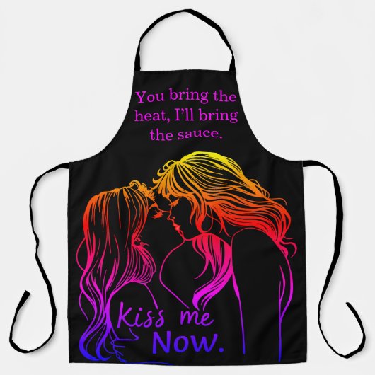 ロマンチックなBBQエプロン料理カップル エプロン (正面)