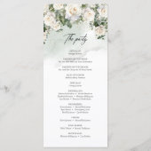 ロマンチックなboho白いバラと緑結婚のバラ プログラム (裏面)