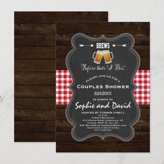 ロマンチックなBREWS Before Their "I Do's"婚約 招待状 (正面/裏面)