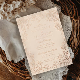 ロマンチックなChinoiserieアンティークバラ結婚金ゴールド 箔招待状