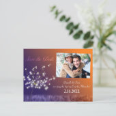 ロマンチックなDandelion写真結婚式の日付を保存 案内ポストカード (スタンド正面)