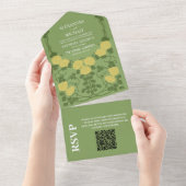 ロマンチックなQRコード アートヌーヴォー ウェディング オールインワン招待状 (貼ってはがせる)