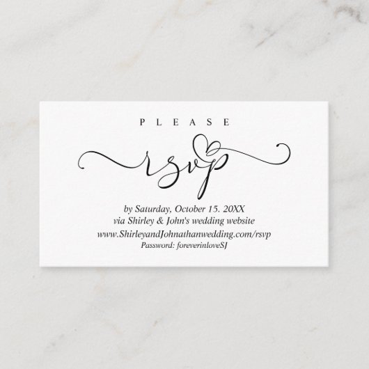ロマンチックなRSVP結婚式招待状、Webサイト経由 エンクロージャーカード (正面)