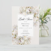 ロマンチックにミュートされたホワイト&ピンクのフローラブライダルシャワー 招待状 (スタンド正面)