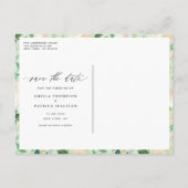 ロマンチックにミュートアイボリー花結婚式の日付を保存 案内ポストカード (裏面)
