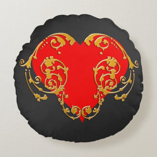 ロマンチックはっきりしたなバレンタインゴシックハートスローピル ラウンドクッション (正面)