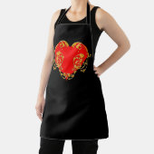 ロマンチックはっきりしたなバレンタインレッドゴシックハート エプロン (インサイチュ)