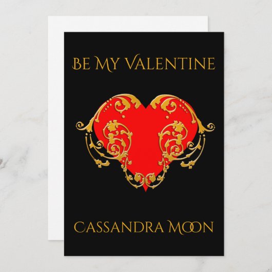 ロマンチックはっきりしたなバレンタインレッドゴシックハート シーズンカード (正面/裏面)