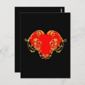 ロマンチックはっきりしたなバレンタインレッドゴシックハート ポストカード (正面/裏面)