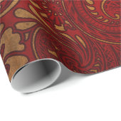 ロマンチックはっきりしたレッドダマスクペイズリーはっきりしたフローラ ラッピングペーパー (ロールコーナー)