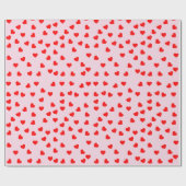 ロマンチックよくはしゃぐ赤いハートパターンパステルピンク ラッピングペーパー (フラット)