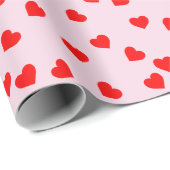 ロマンチックよくはしゃぐ赤いハートパターンパステルピンク ラッピングペーパー (ロールコーナー)