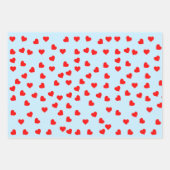 ロマンチックよくはしゃぐ赤いハートパターンパステル ラッピングペーパーシート (正面3)