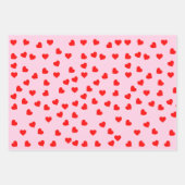 ロマンチックよくはしゃぐ赤いハートパターンパステル ラッピングペーパーシート (正面2)