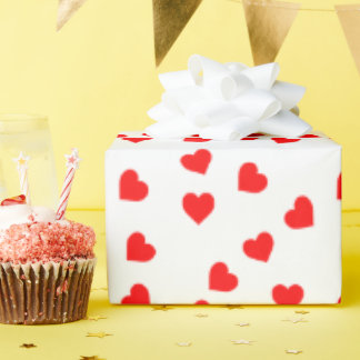 ロマンチックよくはしゃぐ赤いハートパターンホワイト ラッピングペーパー