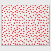ロマンチックよくはしゃぐ赤いハートパターンホワイト ラッピングペーパー (フラット)