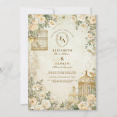 ロマンチックアイボリーフローラガーデンパーティー 招待状 (正面)