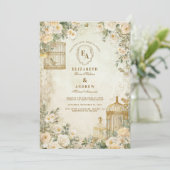 ロマンチックアイボリーフローラガーデンパーティー 招待状 (スタンド正面)