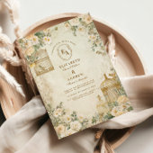 ロマンチックアイボリーフローラガーデンパーティー 招待状