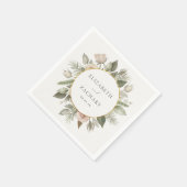 ロマンチックアイボリーフローラ結婚リース スタンダードカクテルナプキン (角)