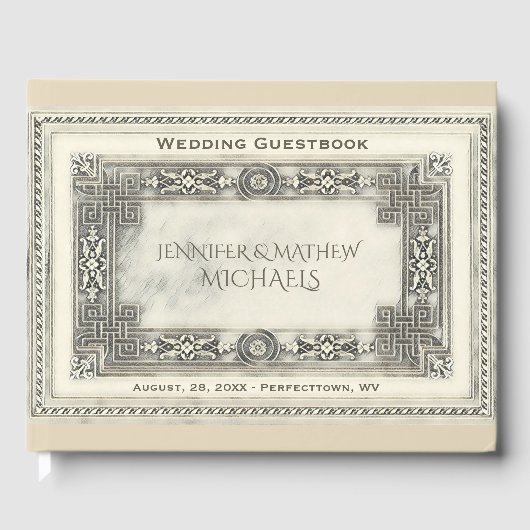 ロマンチックアイボリーヴィンテージルックゲストブック ゲストブック (正面)