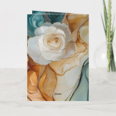 ロマンチックアクアブルーホワイト金ゴールド結婚フローラ カード (裏面)