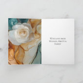 ロマンチックアクアブルーホワイト金ゴールド結婚フローラ カード (内部)