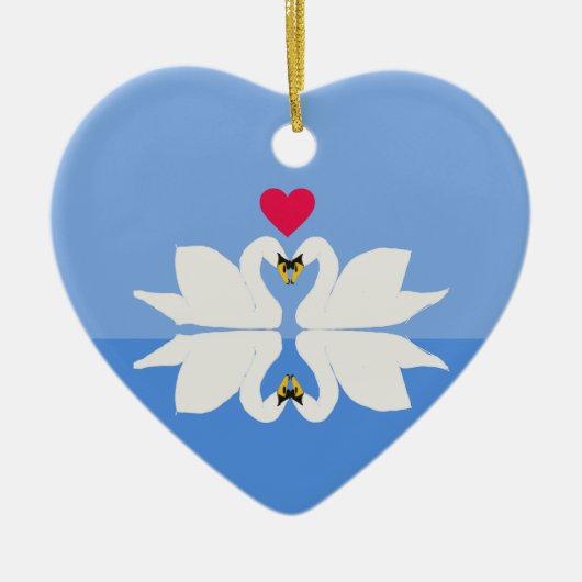 ロマンチックアニバーサリースワンハートセラミックオーナメント セラミックオーナメント (正面)