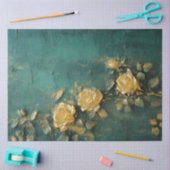 ロマンチックアンティークエメラルドと金ゴールドデザインシリーズ15 薄葉紙 (クラフト)