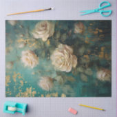 ロマンチックアンティークエメラルドと金ゴールドデザインシリーズ16 薄葉紙 (クラフト)