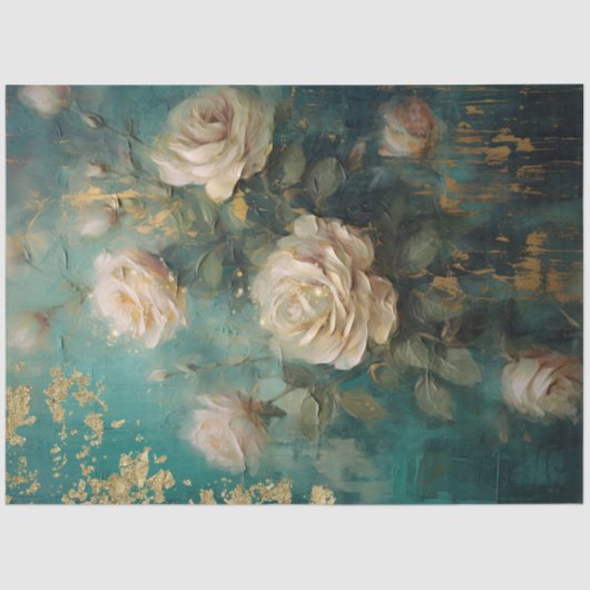 ロマンチックアンティークエメラルドと金ゴールドデザインシリーズ16 薄葉紙 (正面)