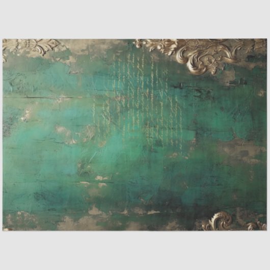 ロマンチックアンティークエメラルドと金ゴールドデザインシリーズ17 薄葉紙 (正面)