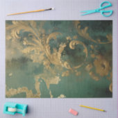 ロマンチックアンティークエメラルドと金ゴールドデザインシリーズ1 薄葉紙 (クラフト)