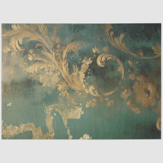 ロマンチックアンティークエメラルドと金ゴールドデザインシリーズ1 薄葉紙 (正面)