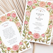 ロマンチックアールヌーボーピンクローズ結婚ズ 招待状