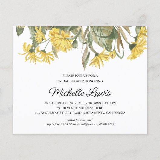 ロマンチックイエローグリーン結婚フローラブライダルシャワー (正面)