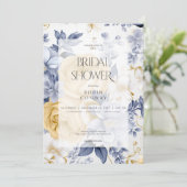 ロマンチックイエローブルー&ホワイトフローラブライダルシャワー 招待状 (スタンド正面)