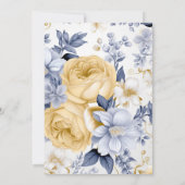 ロマンチックイエローブルー&ホワイトフローラブライダルシャワー 招待状 (裏面)