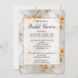 ロマンチックイエローローズズブライダルシャワー 招待状