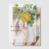 ロマンチックイエローローズボタニッ結婚クス ベラム紙招待状 (オフセット (カップル))