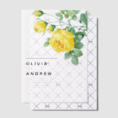 ロマンチックイエローローズボタニッ結婚クス ベラム紙招待状 (オフセット (招待状))