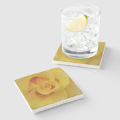 ロマンチックイエローローズ花びら ストーンコースター (横)