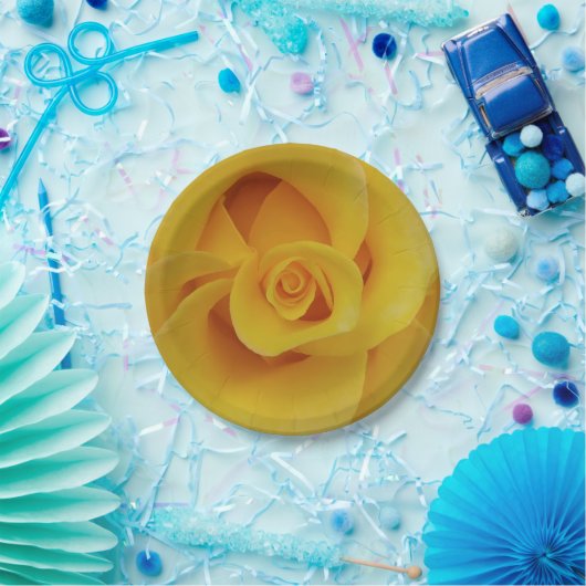 ロマンチックイエローローズ花びら ペーパープレート (パーティー)