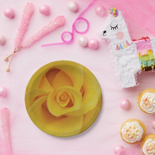 ロマンチックイエローローズ花びら ペーパープレート (パーティー)