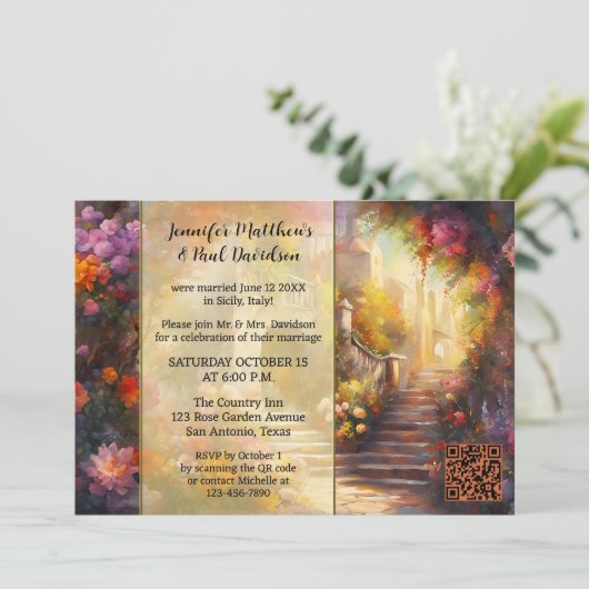 ロマンチックイタリアンなエロペまたはポストウェディングパーティー 招待状 (スタンド正面)