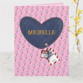 ロマンチックウィフェイハビーエレクトリックロックラベルハート カード (黄色い花)