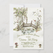 ロマンチックウッドランドブリッジワイルドフラワーブライダルシャワー 招待状 (正面)