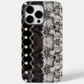 ロマンチックエスプレッソレザースタイル&クリームラップレース Case-Mate iPhoneケース (裏面)