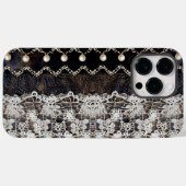 ロマンチックエスプレッソレザースタイル&クリームラップレース Case-Mate iPhoneケース (裏面 (横))