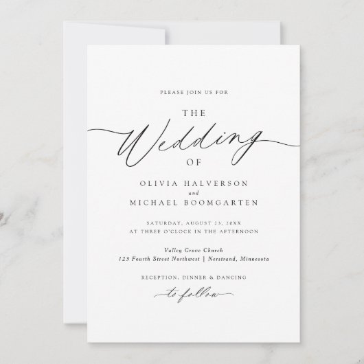 ロマンチックエレガントで繊細な書結婚道の 招待状 (正面)